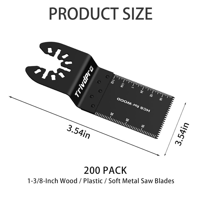 TrivdPro 200Pcs Oscillating Tool Blades Professional Universal Oscillating Saw Blades Wood Multitool Blades Compatible with Dewalt, Milwaukee, Ryobi, Rockwell, Bosch - Image 2